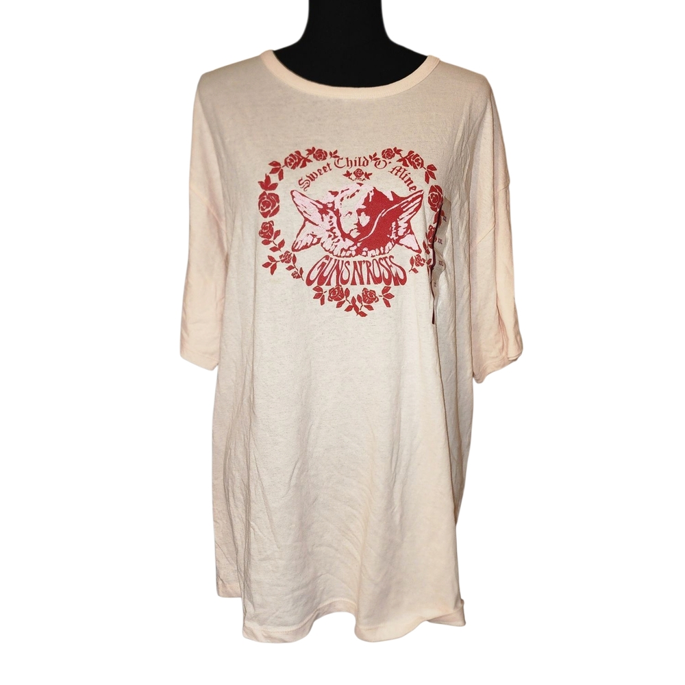 GunsNroses Cream Graphic T-Shirt with Red Design